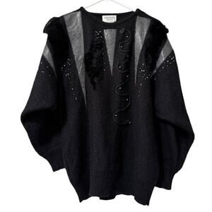 Adolfo Embellished Sweater Women Size Small‎ Classic Artsy Retro Chic Vintage